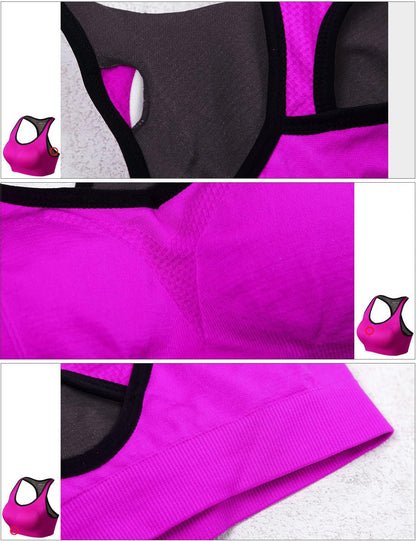 Womens Sports Bra Wirefree Seamless Padded Racerback Yoga Bra for Workout Gym Activewear with Removable Pads #0001