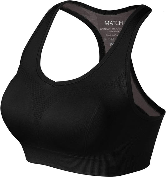 Womens Sports Bra Wirefree Seamless Padded Racerback Yoga Bra for Workout Gym Activewear with Removable Pads #0001