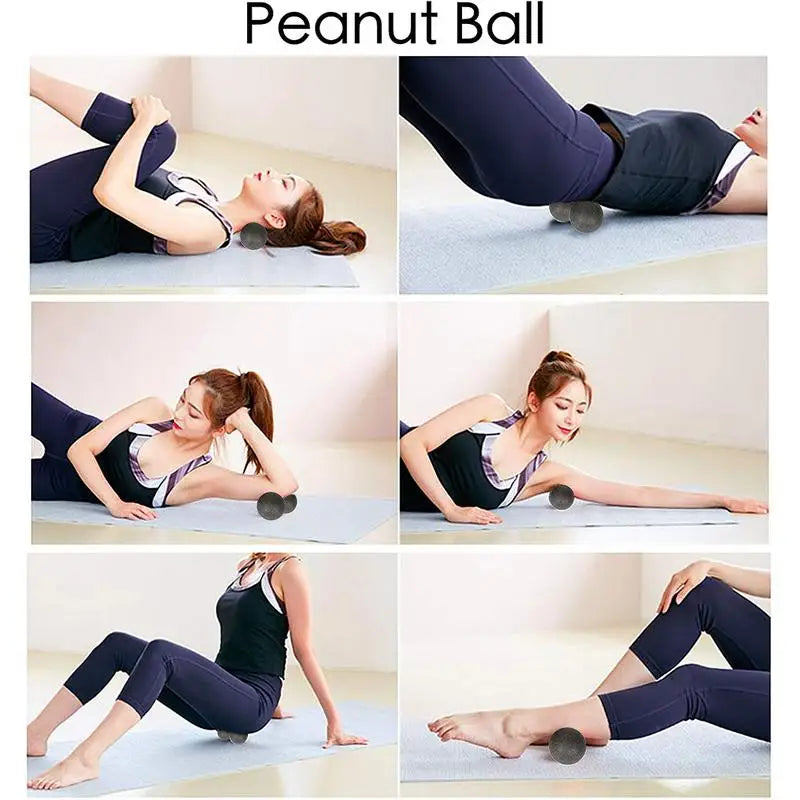 4Pcs Yoga Massage Roller & Fitness Ball Foam Roller Set for Back Pain Self-Myofascial Pilates Muscle Release Exercises